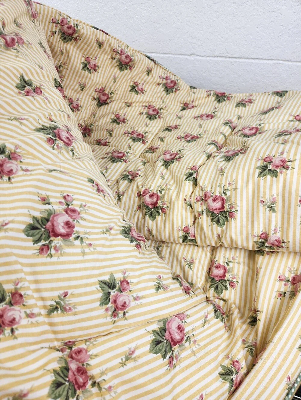 RALPH LAUREN Sophie Brooke TWIN Comforter Floral Yellow Reversible Cottagecore